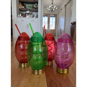 Packed Party Holiday Light Cups- Set Of 4, 12oz 3 New + Light Up Pink Used No Li